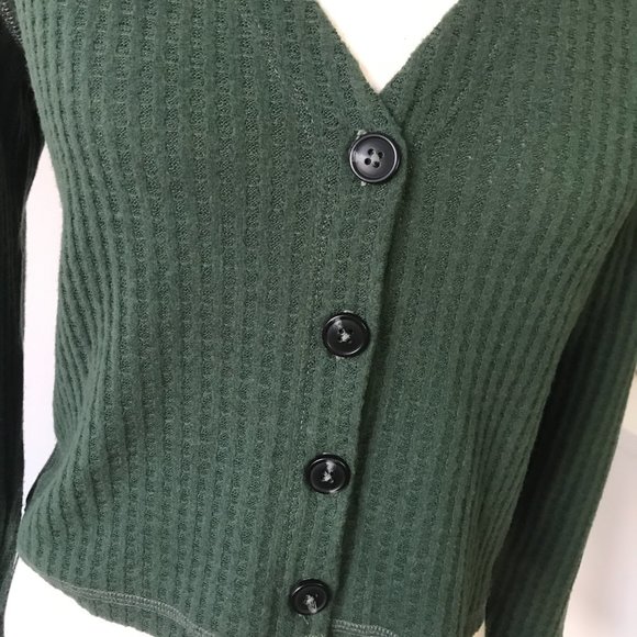 Abercrombie & Fitch Cropped Dark Green Cardigan - Picture 5 of 6